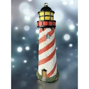 Vintage Lighthouse Red And White Pepper Grinder 7.5"